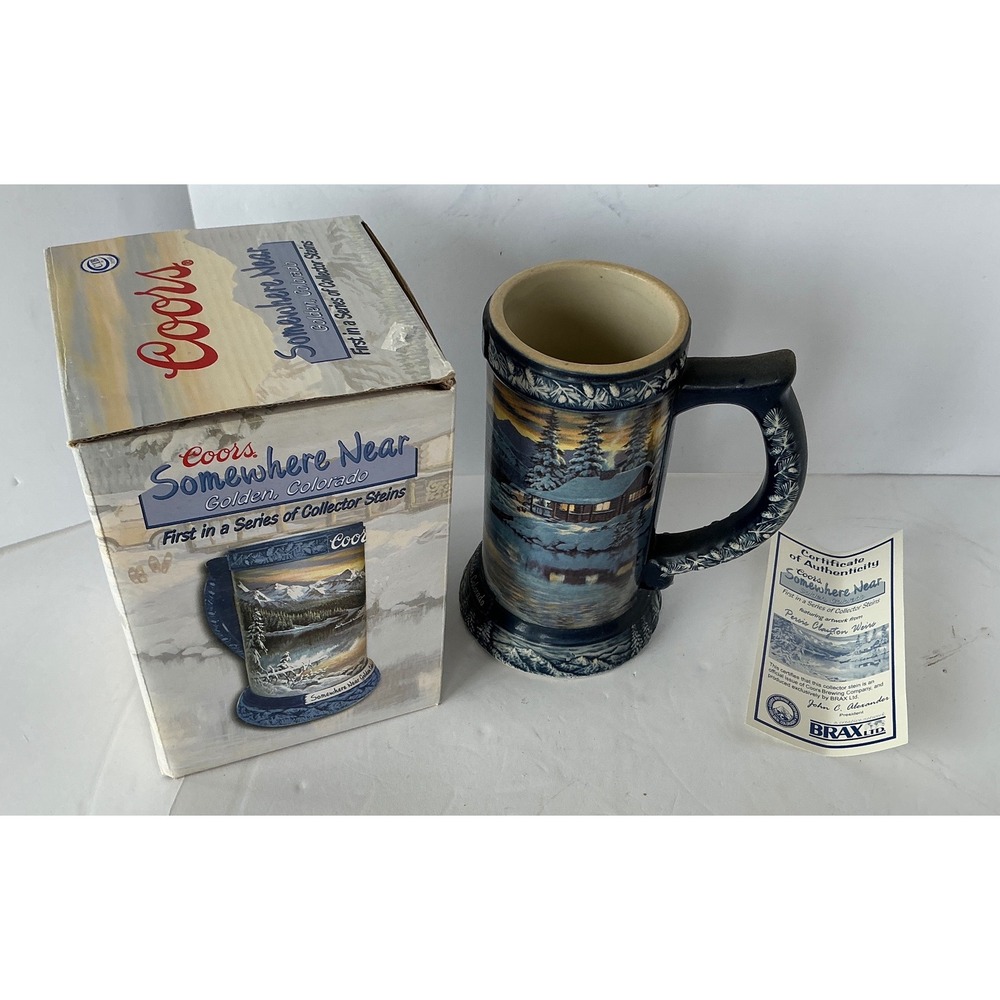 Coors Vintage Beer Stein Somewhere Near Golden Colorado Mountain 2003 Ceramic